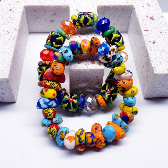 Handmade Beaded African Bracelet, Unisex #7 (2 pieces) - Picture 3 of 5
